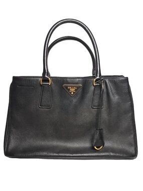 Prada Black Saffiano Satchel with Gold Hardware (no long strap)